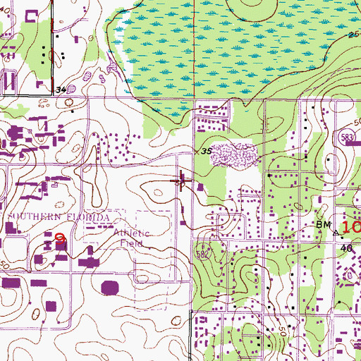 Topographic Map of B'Nai Brith Hillel House, FL