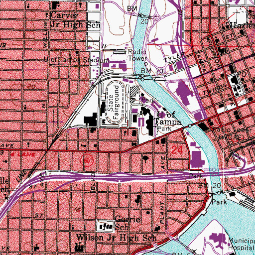 Topographic Map of Brevard Hall, FL