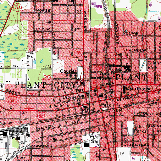 Topographic Map of Burton Memorial Library, FL