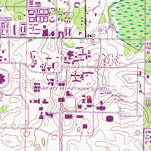 Topographic Map of Castor Hall, FL