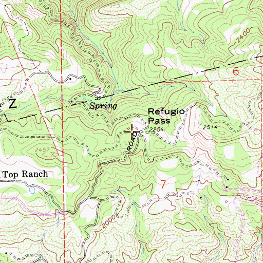 Topographic Map of Refugio Pass, CA
