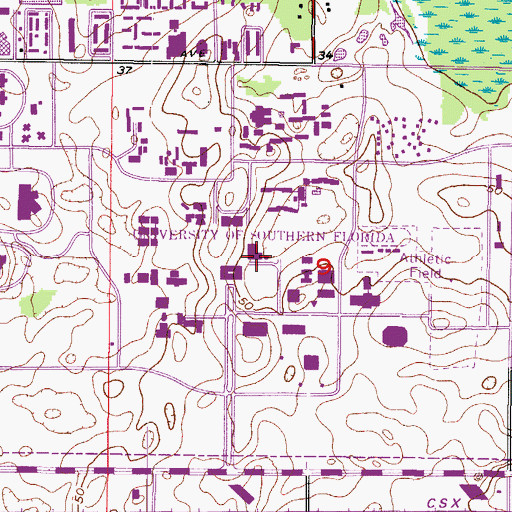 Topographic Map of Collins Boulevard Parking Facility, FL