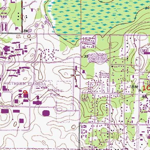 Topographic Map of Crosswinds Wesley Foundation, FL