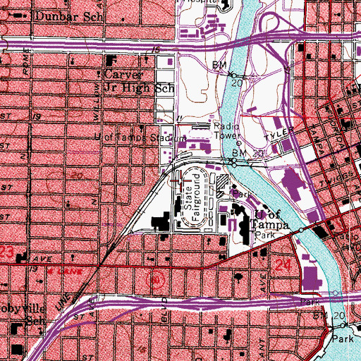Topographic Map of David A Straz Junior Hall, FL