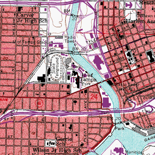 Topographic Map of Grand Salon Plant Hall, FL