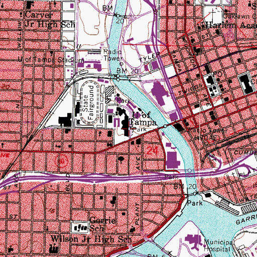 Topographic Map of Henry B Plant Museum, FL