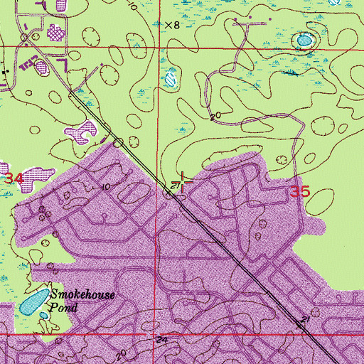 Topographic Map of Hudson Regional Library Pasco County Public Library, FL