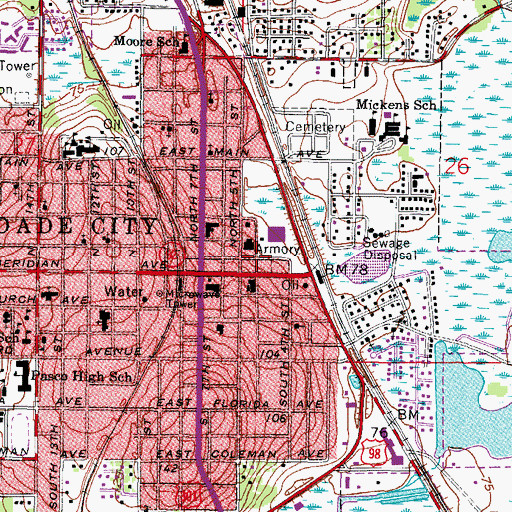 Topographic Map of Hugh Embry Branch Library Pasco County Public Library, FL