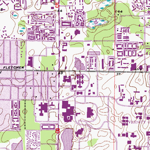 Topographic Map of Lawton and Rhea Chiles Center, FL