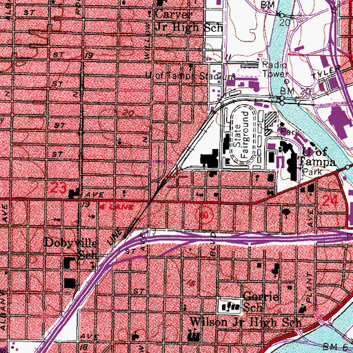 Topographic Map of Library Annex University of Tampa, FL