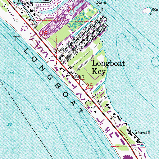 Topographic Map of Longboat Key Fire and Rescue Department, FL