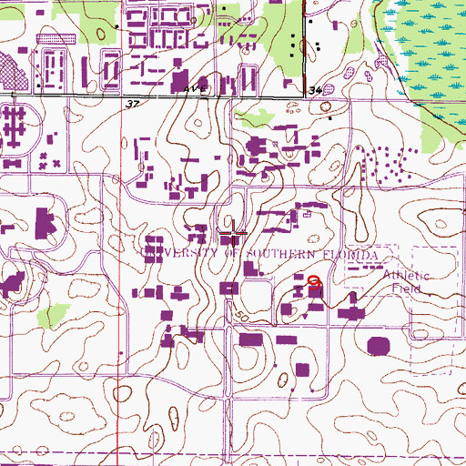 Topographic Map of Phyllis P Marshall Center, FL
