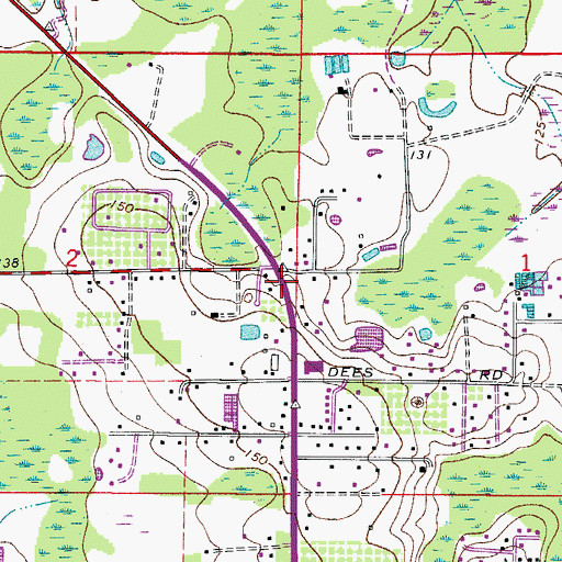 Topographic Map of Polk County Fire Department, FL