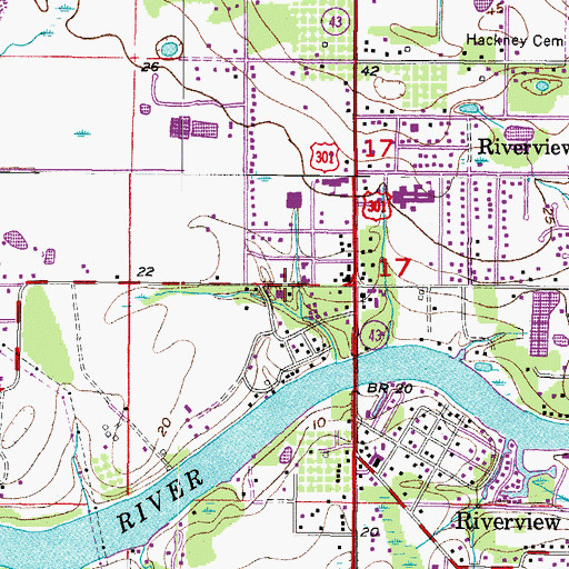 Topographic Map of Riverview Branch Library, FL