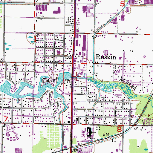 Topographic Map of Ruskin Branch Library Hillsborough County Public Library, FL