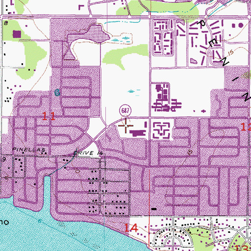 Topographic Map of South Branch Library Saint Petersburg Public Library, FL