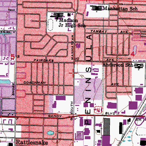 Topographic Map of Tampa Bay Professional Building, FL