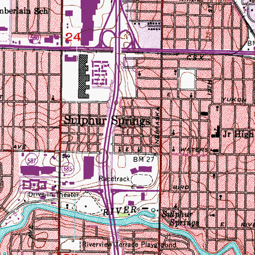 Topographic Map of Tampa City Fire Station 11, FL