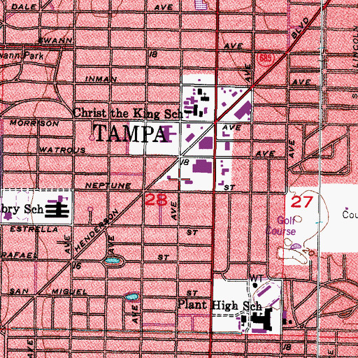 Topographic Map of Tampa Fire Rescue Station 14, FL