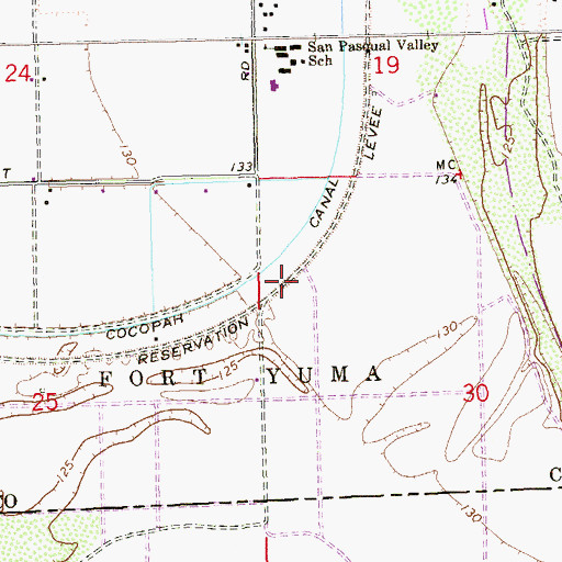 Topographic Map of Reservation Levee, CA