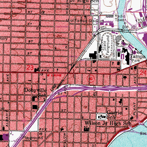 Topographic Map of Tampa Fire Rescue Station 3, FL
