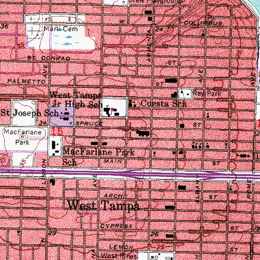 Topographic Map of Tampa Fire Rescue Station 9, FL