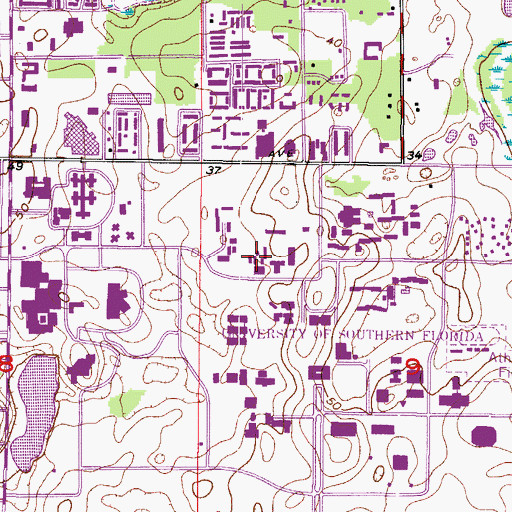 Topographic Map of University of South Florida Central Plant, FL