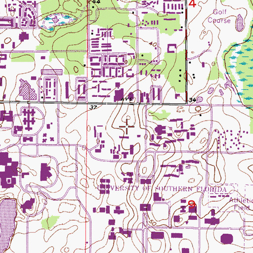 Topographic Map of University of South Florida Grounds and Transportation Services, FL