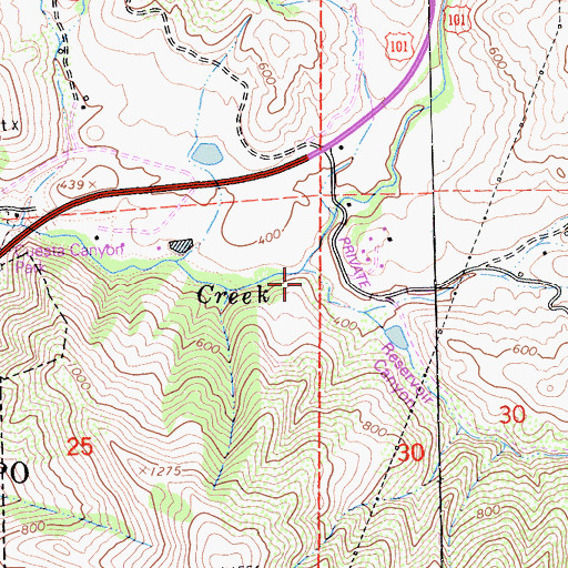 Topographic Map of Reservoir Canyon, CA