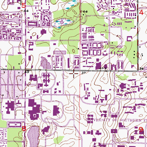 Topographic Map of University of South Florida Health Sciences Therapy Building, FL