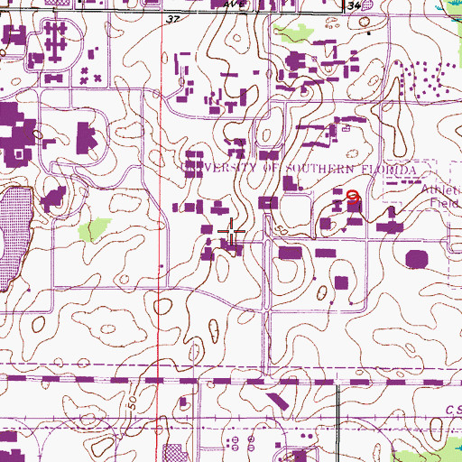 Topographic Map of University of South Florida Physics and Mathematics Building, FL