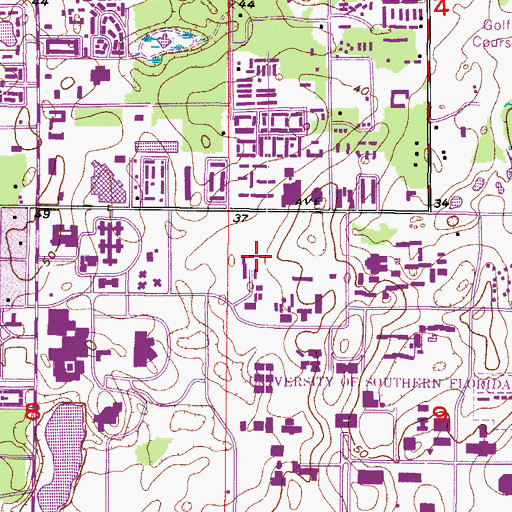 Topographic Map of University of South Florida Printing Services, FL