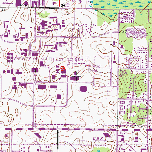 Topographic Map of University of South Florida Recreation Center, FL