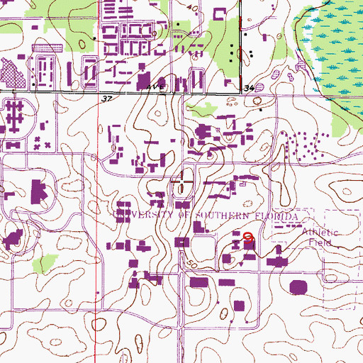 Topographic Map of University of South Florida Special Events Center, FL