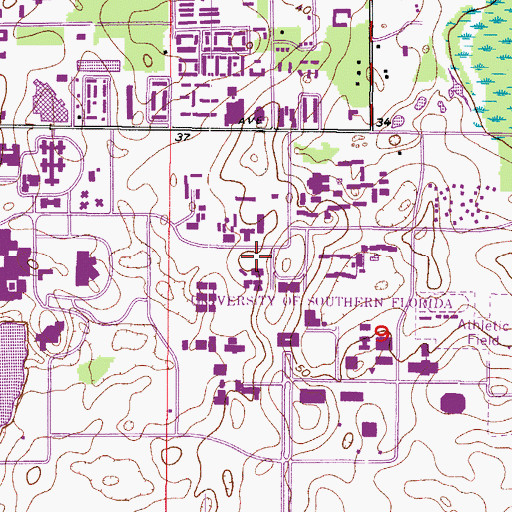 Topographic Map of University of South Florida Theatre Arts Rehearsal Building, FL