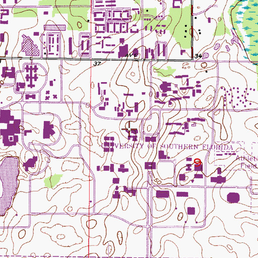 Topographic Map of University of South Florida Theatre II Building, FL