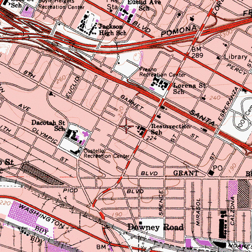 Topographic Map of Resurrection School, CA