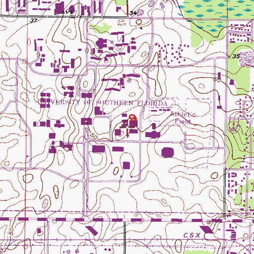 Topographic Map of University of South Florida University Lecture Hall, FL
