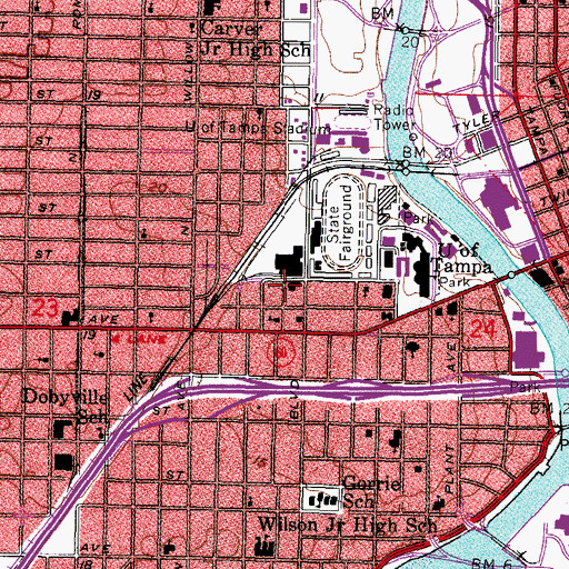 Topographic Map of University of Tampa Central Receiving and Plant Management Building, FL