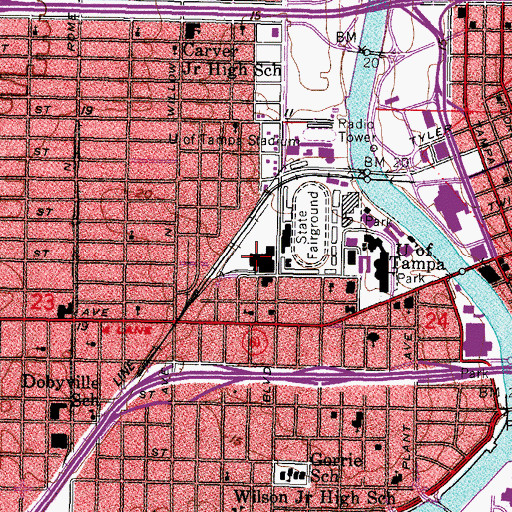 Topographic Map of University of Tampa Public Access Studios, FL