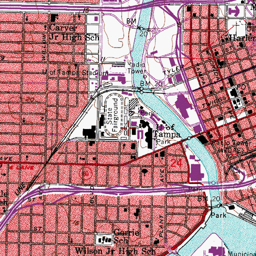 Topographic Map of Walker Hall, FL