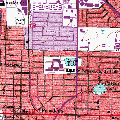 Topographic Map of West Community Library at Saint Petersburg College, FL