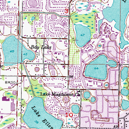 Topographic Map of Bahai Faith, FL