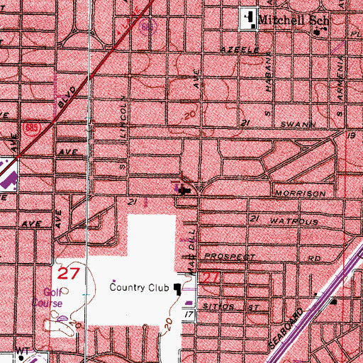 Topographic Map of Bayshore Baptist Church, FL