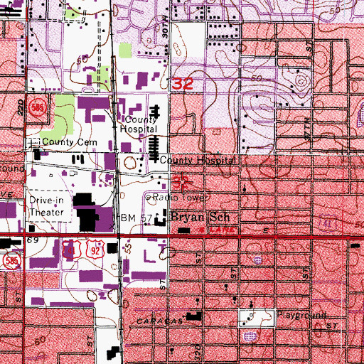 Topographic Map of Belmont Heights Church of Christ, FL
