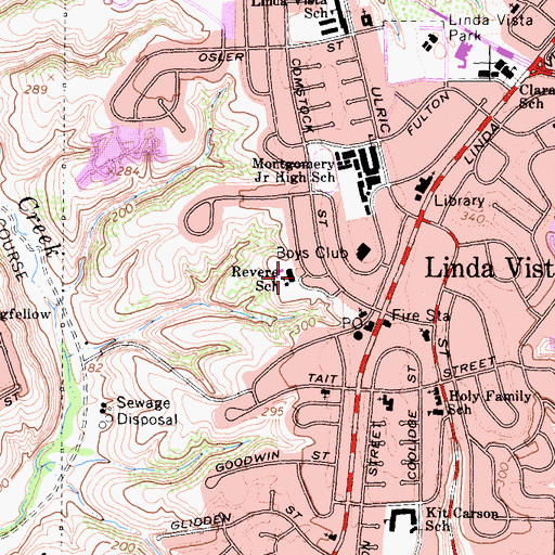 Topographic Map of Revere School, CA
