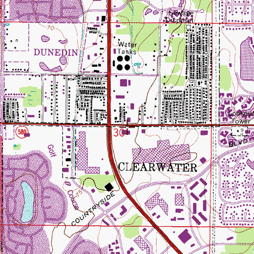 Topographic Map of Calvary Chapel of North Pinellas, FL