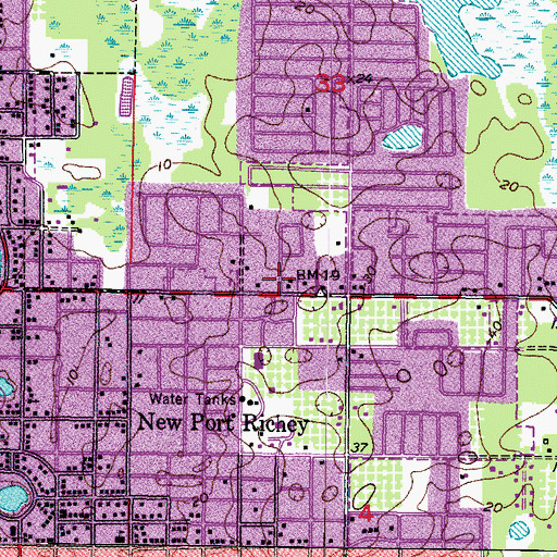 Topographic Map of Calvary Chapel of Pasco, FL