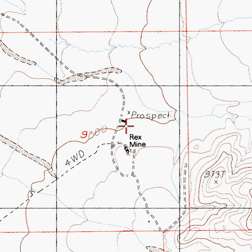 Topographic Map of Rex Mine, CA