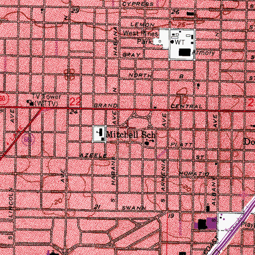 Topographic Map of Arrawana Park, FL